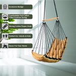 Cotton Rope Hanging Swing Chair with Beige Cushion | Indoor Hammock Swing for Home & Balcony
