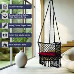 Black Macrame C-Shape Hanging Swing Chair with Cushion | Jula For Indoor & Outdoor | Kids & Adults Relaxation Swing