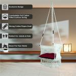 White Macrame C-Shape Hanging Swing Chair with Cushion