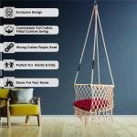 Handcrafted Peach Macrame C-Shape Hanging Swing Chair with Cushion