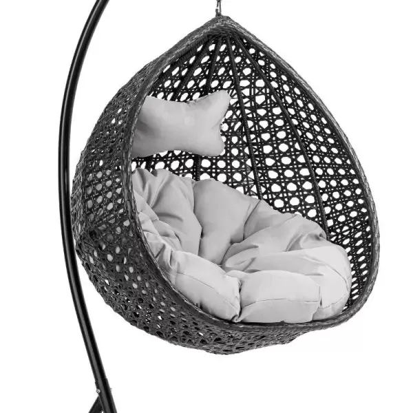 Modern Black Hanging Egg Chair with Stand
