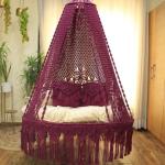 Macrame Cotton Rope Hanging Swing Chair with Cushion – Maroon