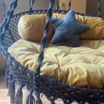 Blue & Mustard Yellow Boho Style Indoor Hammock Swing for Home, Bedroom & Living Room