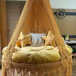 Yellow Boho Style Indoor Hammock Swing for Home, Bedroom & Living Room