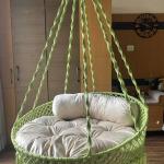 Pastel Green Boho Style Indoor Hammock Swing for Home, Bedroom & Living Room