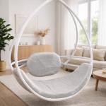 Modern White Hanging Swing Chair with Cushioned Seat