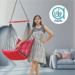 Hammock Swing Hanging Chair uyyala jula for Adult Kids Indoor Outdoor Balcony Sturdy Cotton Weave Max 200 kgs - Low Red