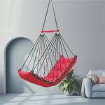 Hammock Swing Hanging Chair uyyala jula for Adult Kids Indoor Outdoor Balcony Sturdy Cotton Weave Max 200 kgs - Low Red