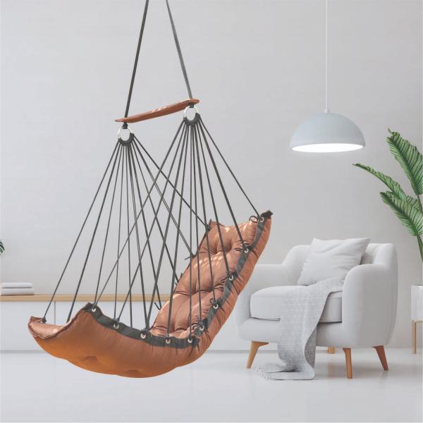 Hammock Swing Hanging Chair uyyala jula for Adult Kids Indoor Outdoor Balcony Sturdy Cotton Weave Max 200 kgs - Low Brown - DN-27