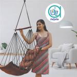 Hammock Swing Hanging Chair uyyala jula for Adult Kids Indoor Outdoor Balcony Sturdy Cotton Weave Max 200 kgs - Low Brown - DN-27