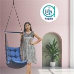 Hammock Swing Hanging Chair uyyala jula for Adult Kids Indoor Outdoor Balcony Sturdy Cotton Weave Max 200 kgs - Low Blue - DN-26